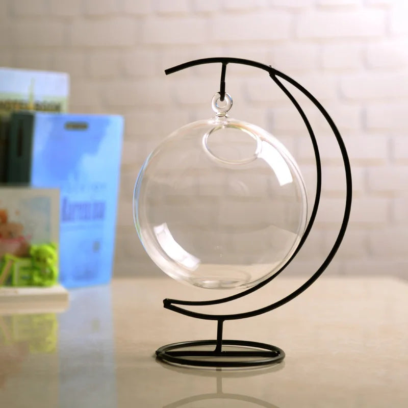 Versatile Mini Clear Glass Hanging Aquarium for Goldfish and Hydroponics