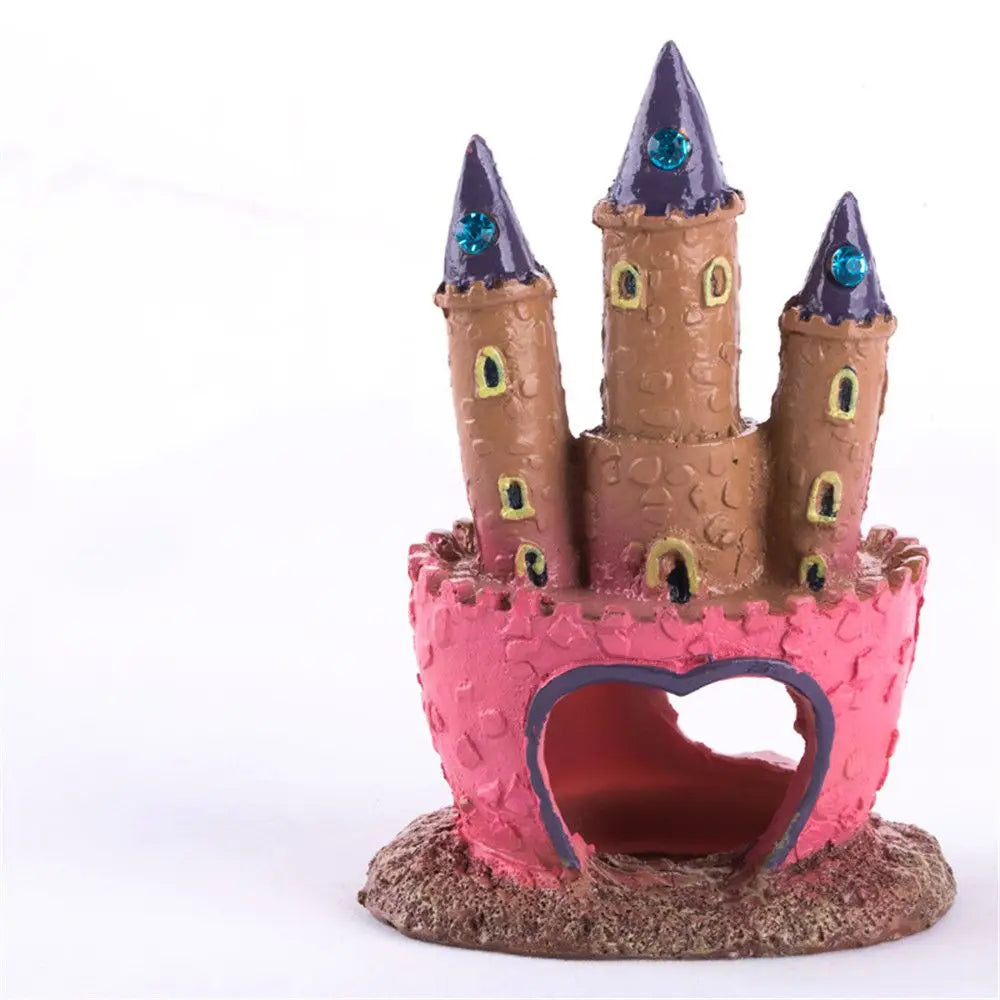 Cartoon Pink Princess Castle Aquariums Decorations