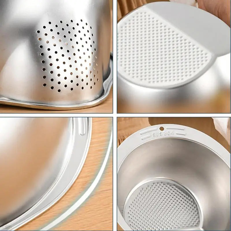 Stainless Steel Multi-Use Strainer Bowl: Wash, Drain, & Store