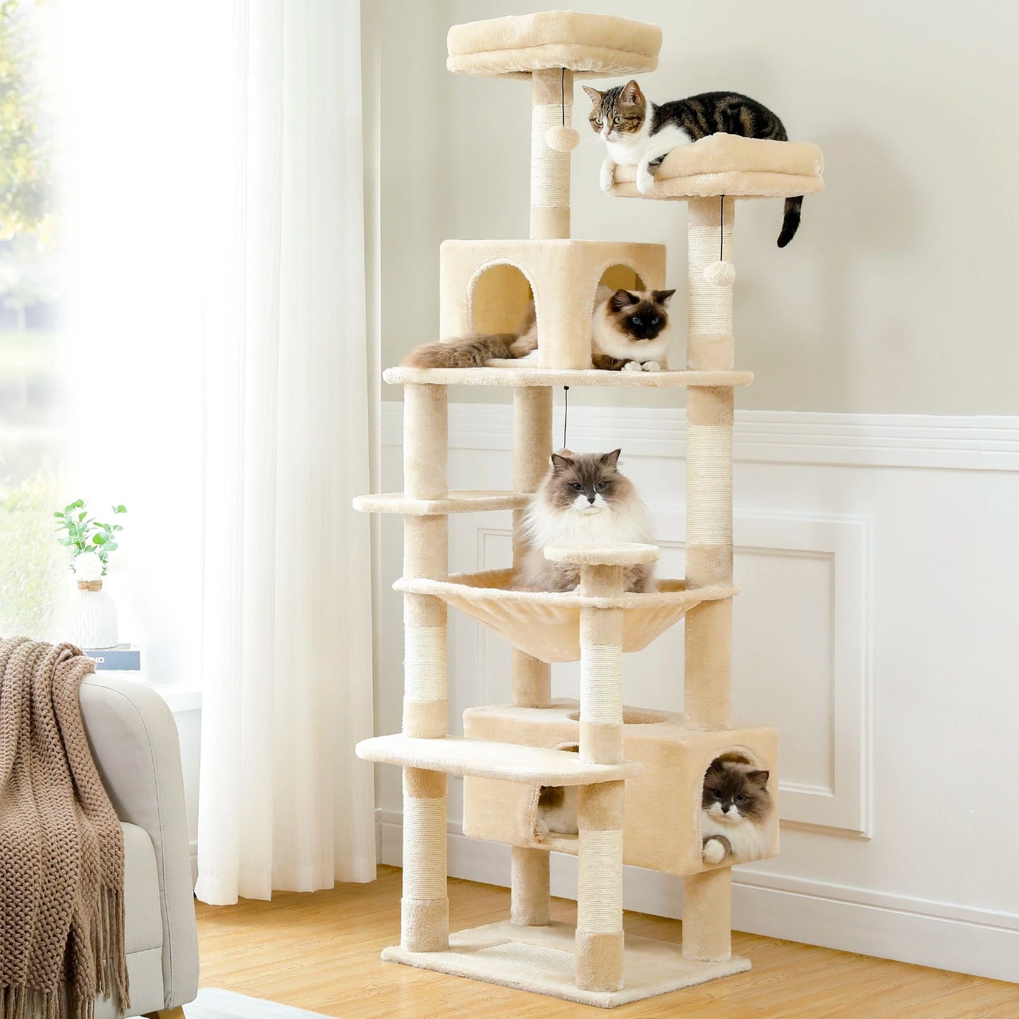 Luxury Cat Tree with Hammock & Scratcher