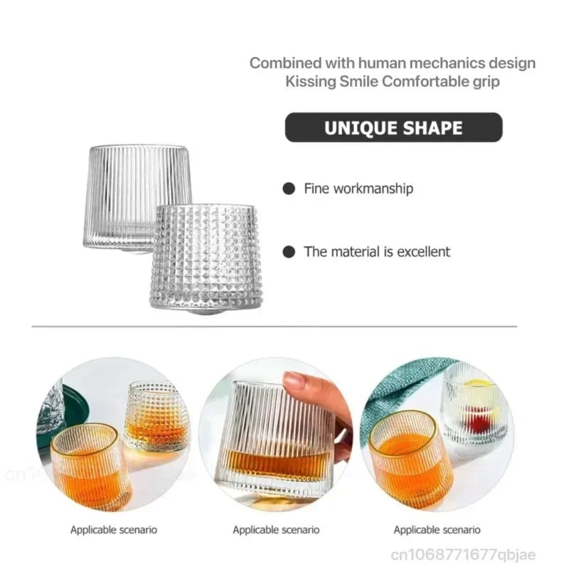 Spinning Whiskey Glass Tumbler Set