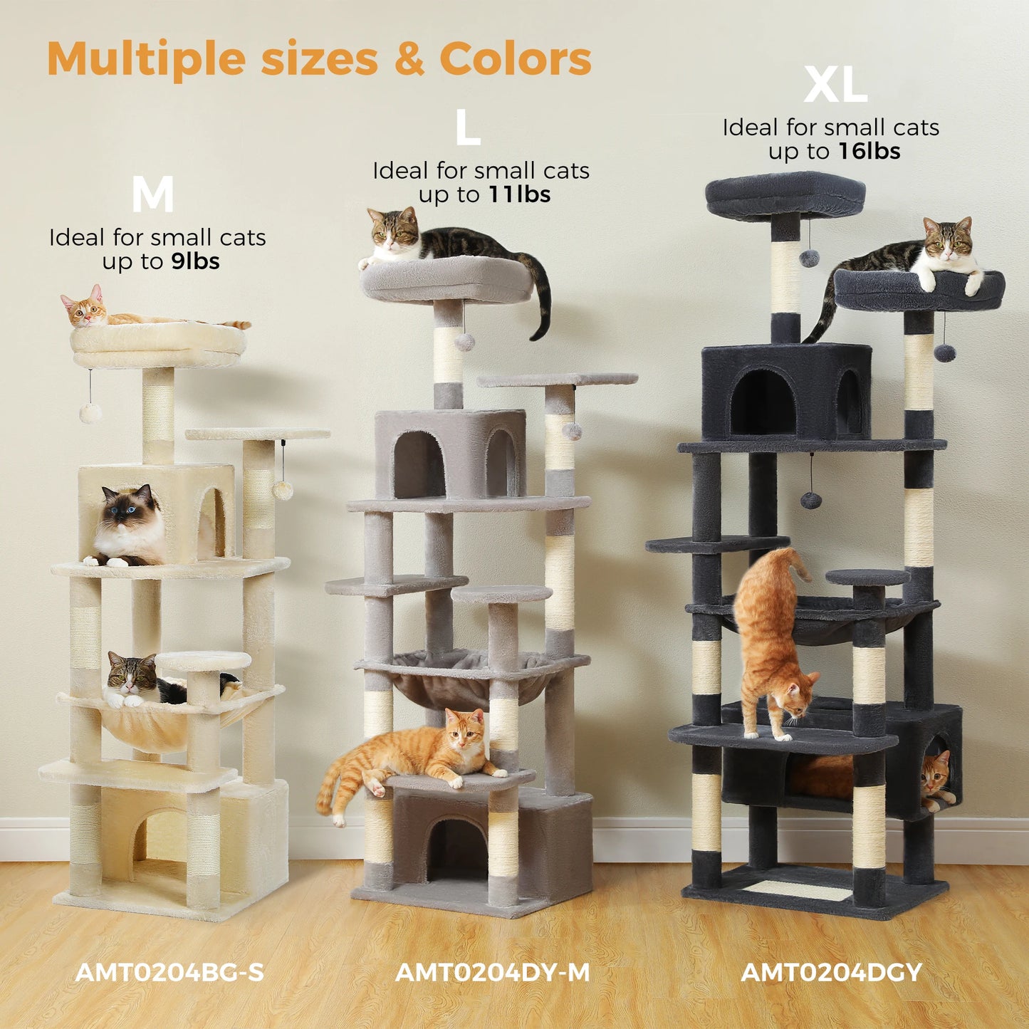 Extra Large Multi-Level Cat Tree Tower with Hammock & Condos