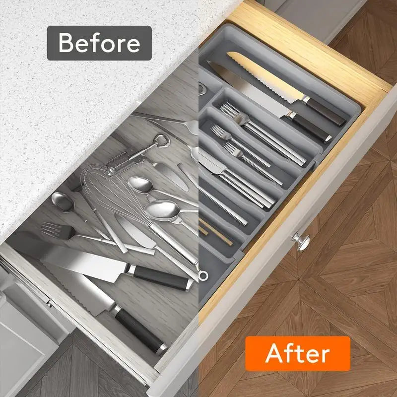 Expandable Cutlery Tray: Fork, Knife & Spoon Organizer Drawer