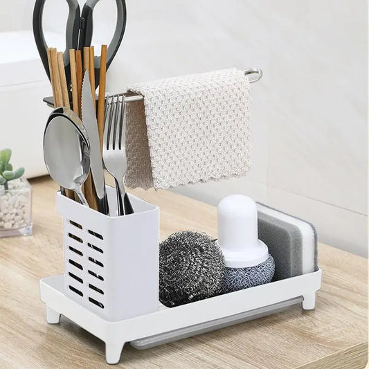 2-in-1 Sink Rack: Sponge & Towel Holder - Kitchen Organizer