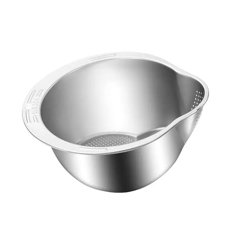 Stainless Steel Multi-Use Strainer Bowl: Wash, Drain, & Store