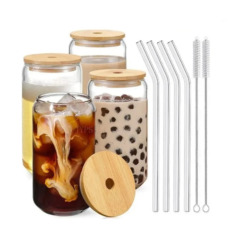 Glass Bubble Tea Cup Set