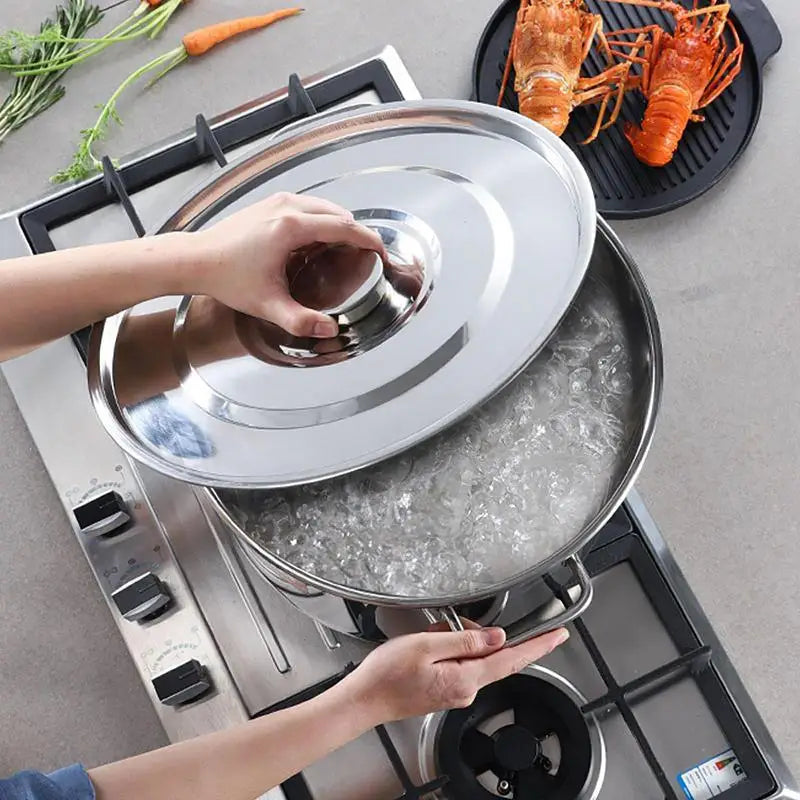 Stainless Steel Large Stock Pot with Lid - Soup & Sauce Kitchen Bucket