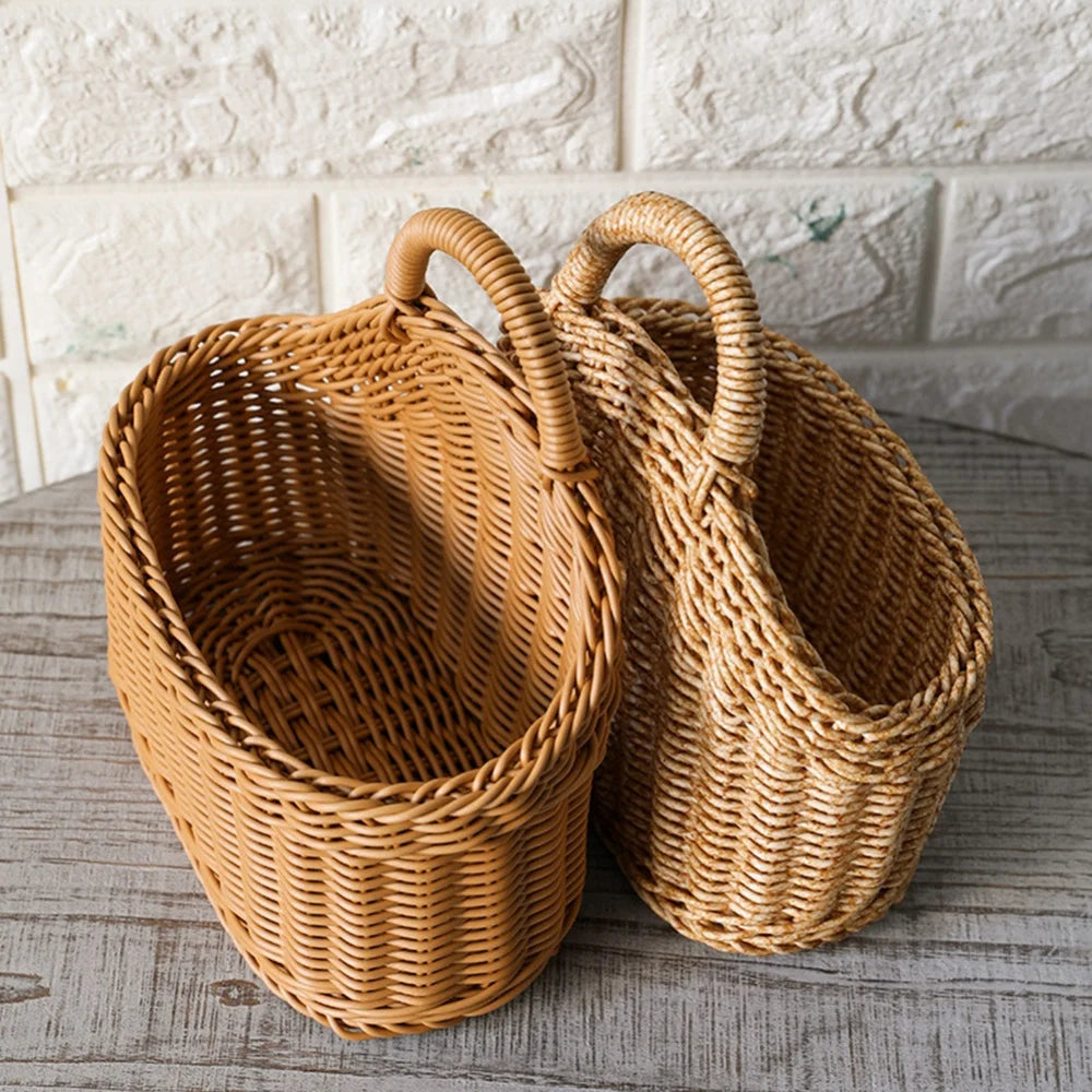 Hand-Woven Wicker Basket - Fruit & Home Organizer