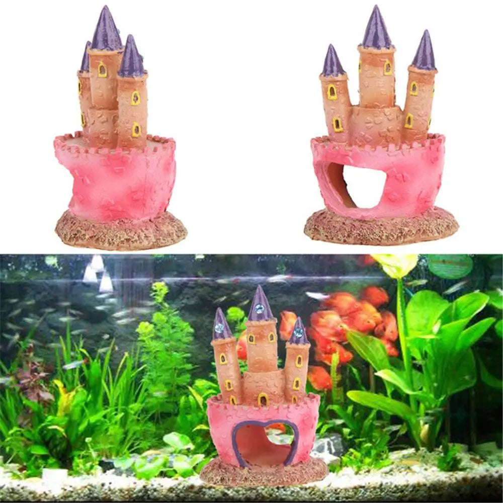 Cartoon Pink Princess Castle Aquariums Decorations