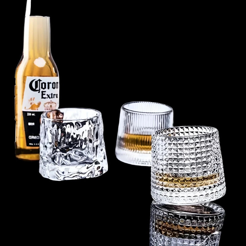 Spinning Whiskey Glass Tumbler Set