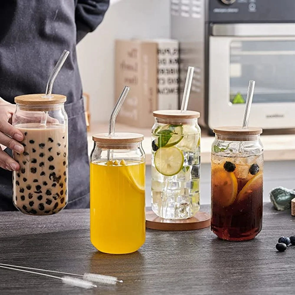 Glass Bubble Tea Cup Set