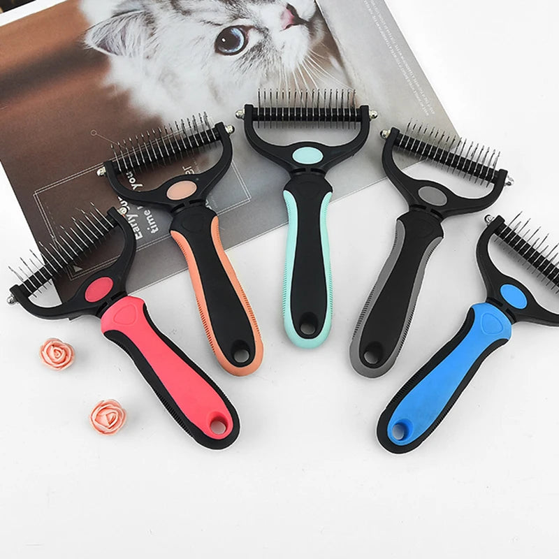 Pet Deshedding Brush With Knot Cutter