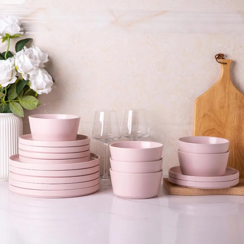 Modern Ceramic Dinnerware Sets: Flat Stoneware Plates and Bowls