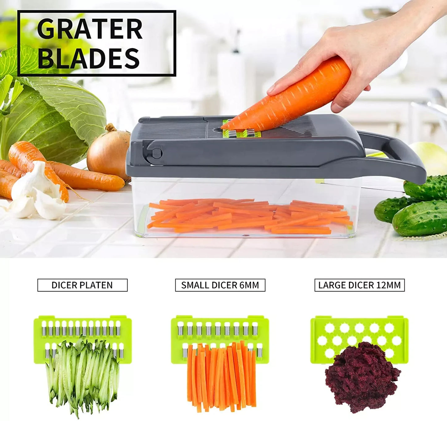 14-in-1 Vegetable Cutter Slicer & Basket - Kitchen Multi-Tool